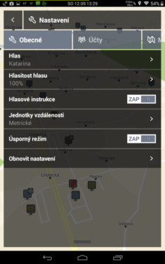 Obrázek: Nastavení navigace NaCesty
